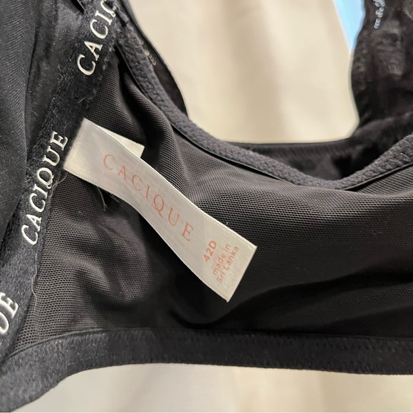 Cacique underwire black push up bra 42D cross back front closure - Picture 2 of 4